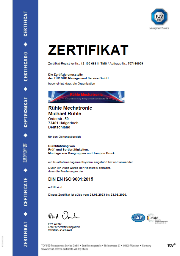 Eine glänzende Anerkennung unserer hervorragenden Qualitätsstandards und unseres Engagements für exzellente Prozesse und Dienstleistungen.